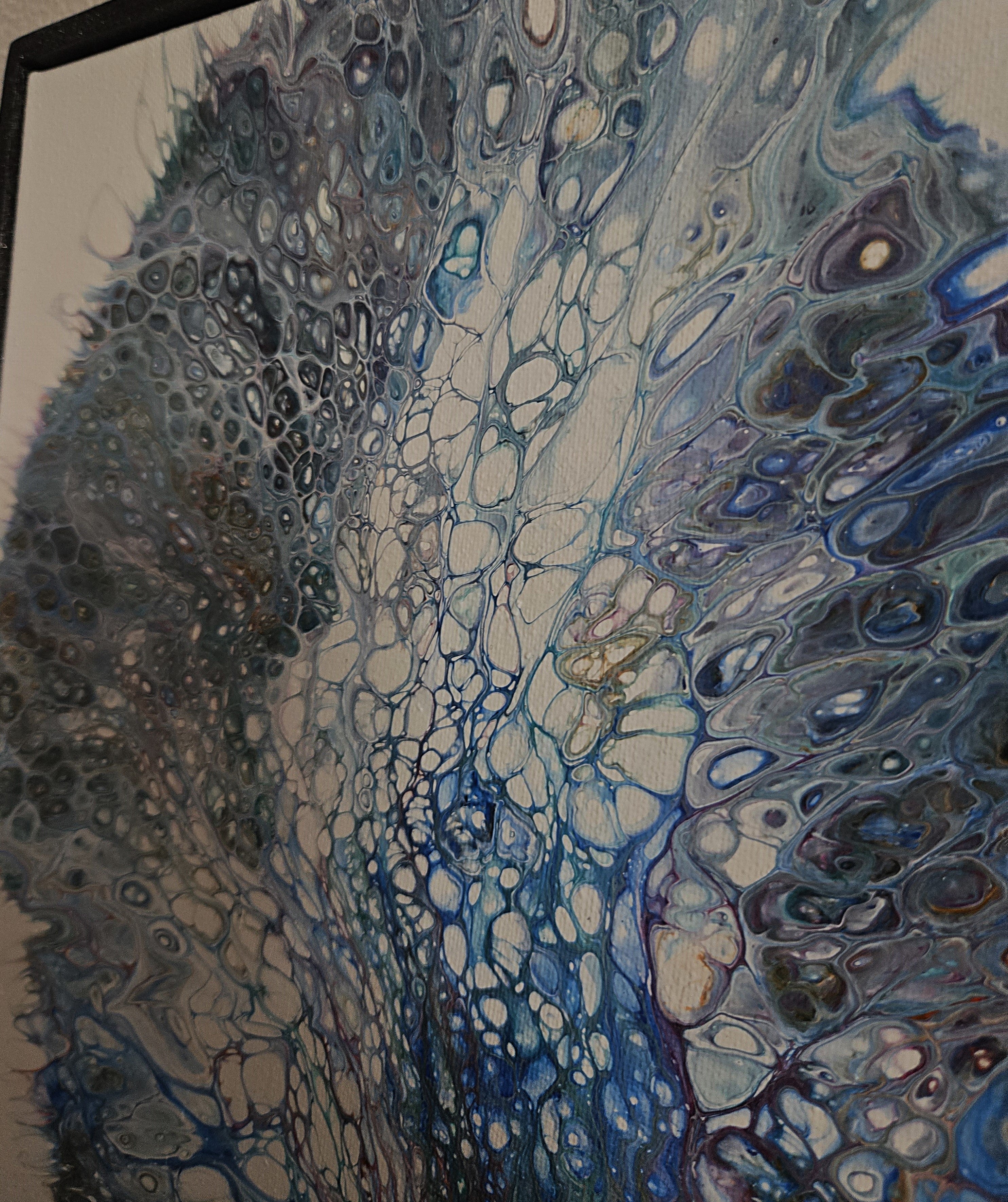 Teal Coral Reef Painting Abstract Coastal Art Canvas Contemporary Ocean Inspired Wall Hanging Modern Beach House Essential Blue Aquatic Color Scheme Fluid Pour Technique Organic Texture Design Living Room Focal Point Nautical Interior